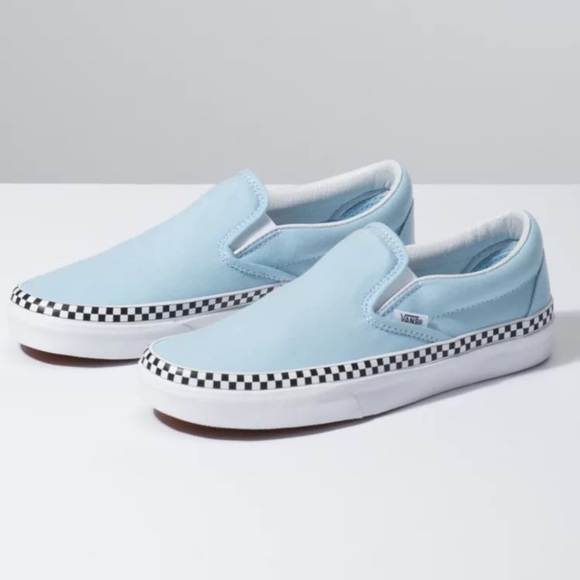 VANS BLUE CHECK FOXING SLIP ONS - Picture 3 of 6